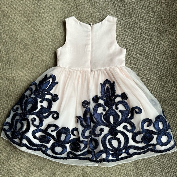 AMERICAN PRINCESS PINK/NAVY EASTER PARTY DRESS W/NAVY SWEATER SHRUG Sz 2T - Picture 9 of 13